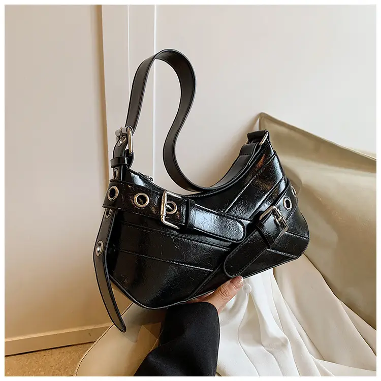 Brown Leather Motorcycle Style Shoulder Bag for Women 2024 — feature 21