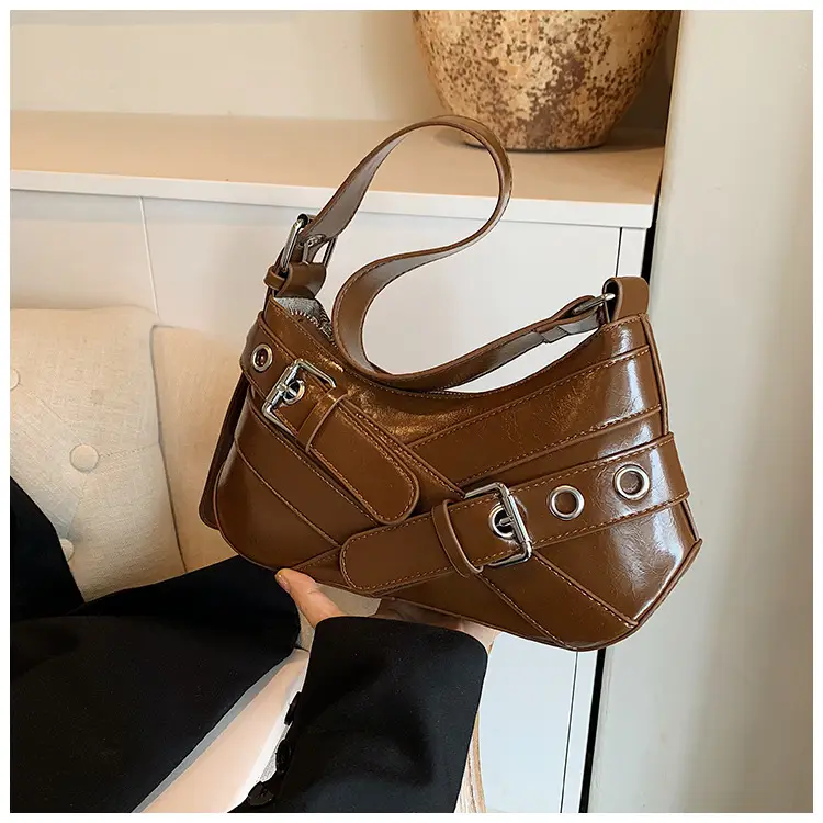 Brown Leather Motorcycle Style Shoulder Bag for Women 2024 — feature 22