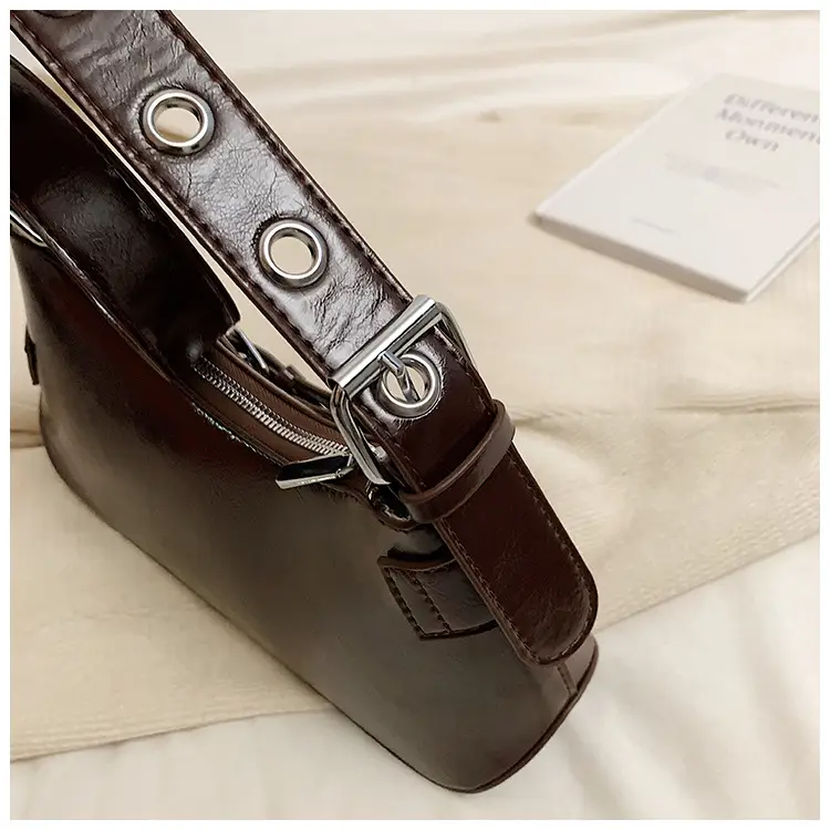 Brown Leather Motorcycle Style Shoulder Bag for Women 2024 — feature 7
