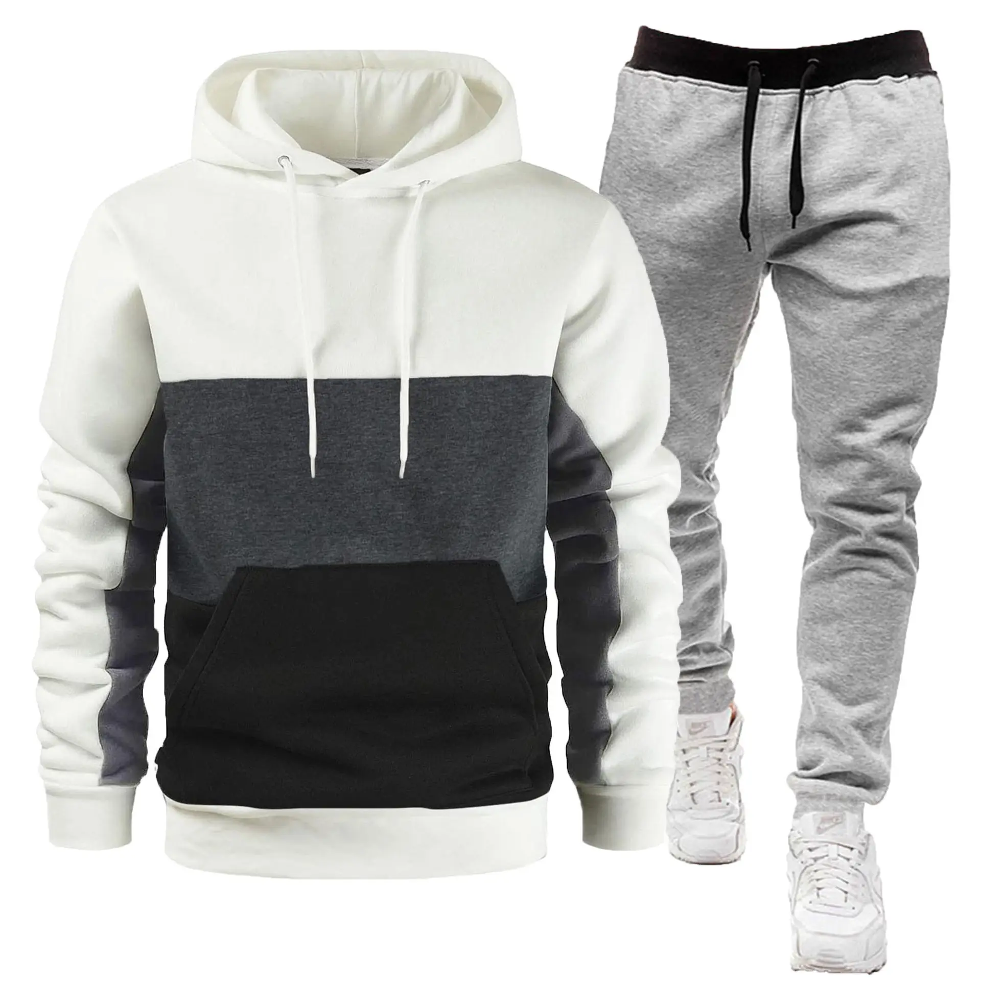 Men's 2-Piece Sweatshirt Set Beige Black Yellow Grey Pants