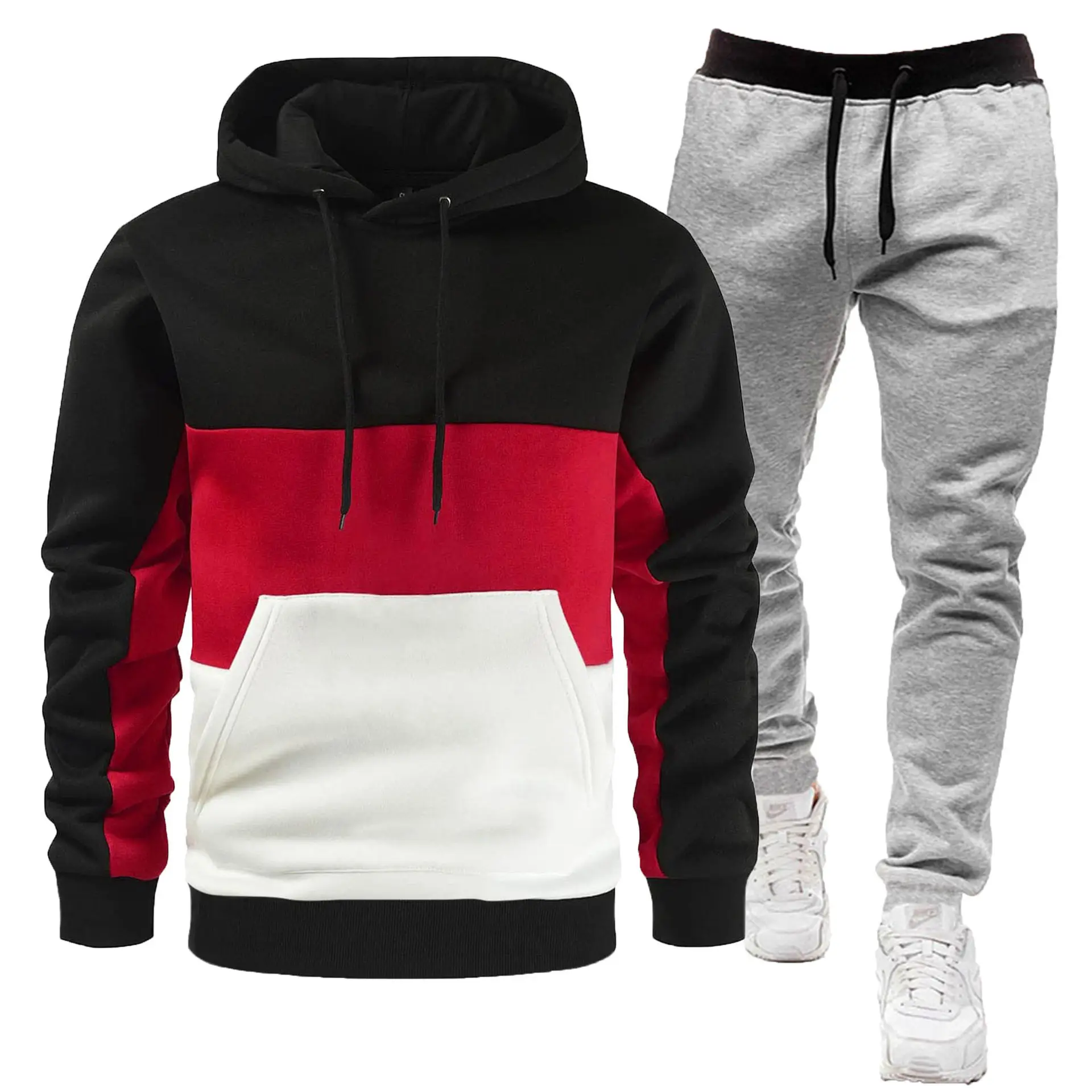 Men's 2-Piece Sweatshirt Set Beige Black Yellow Grey Pants - Image 7