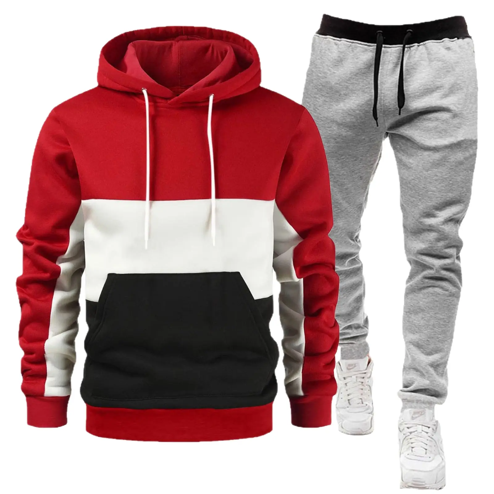 Men's 2-Piece Sweatshirt Set Beige Black Yellow Grey Pants - Image 8