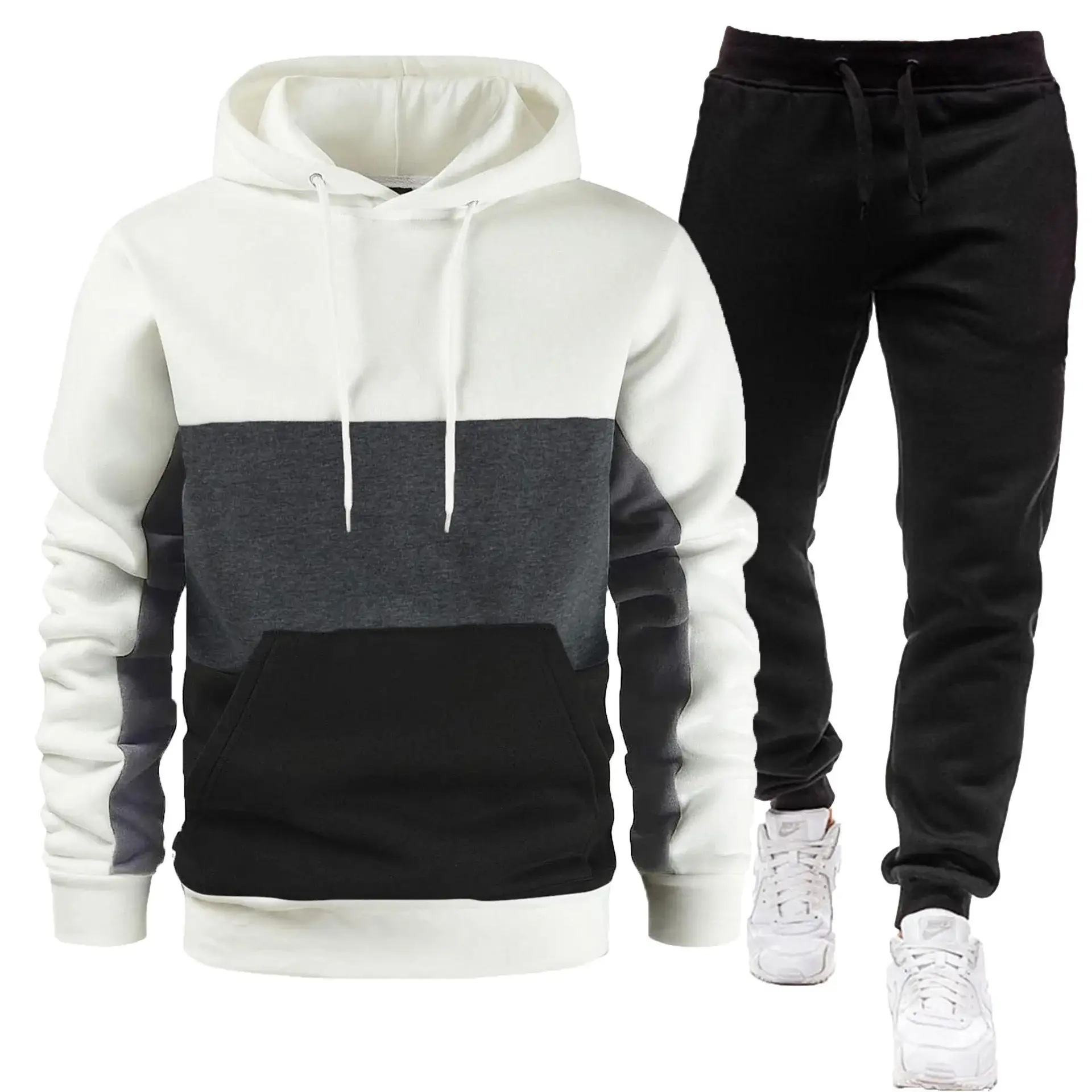 Men's 2-Piece Sweatshirt Set Beige Black Yellow Grey Pants — feature 10