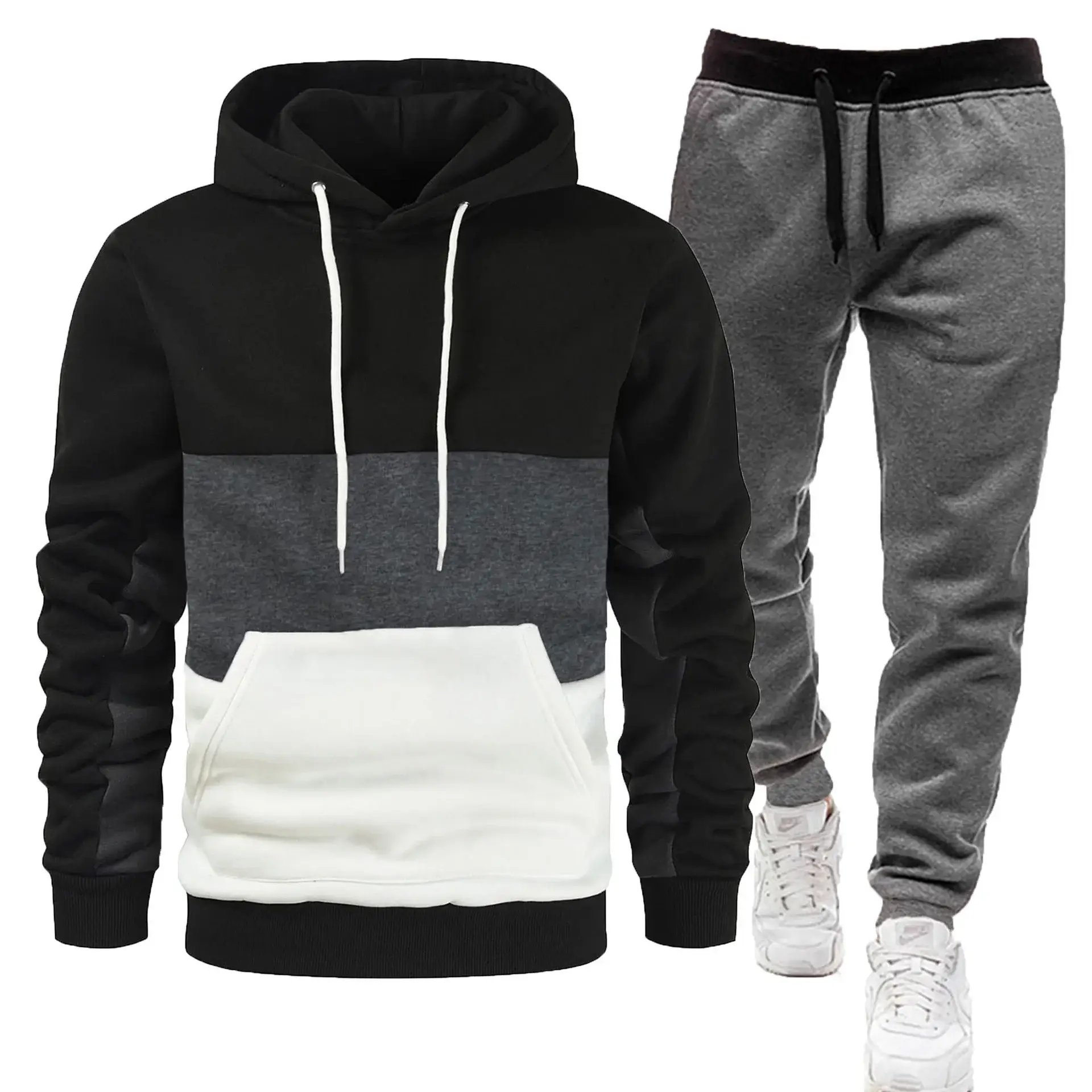 Men's 2-Piece Sweatshirt Set Beige Black Yellow Grey Pants — feature 11