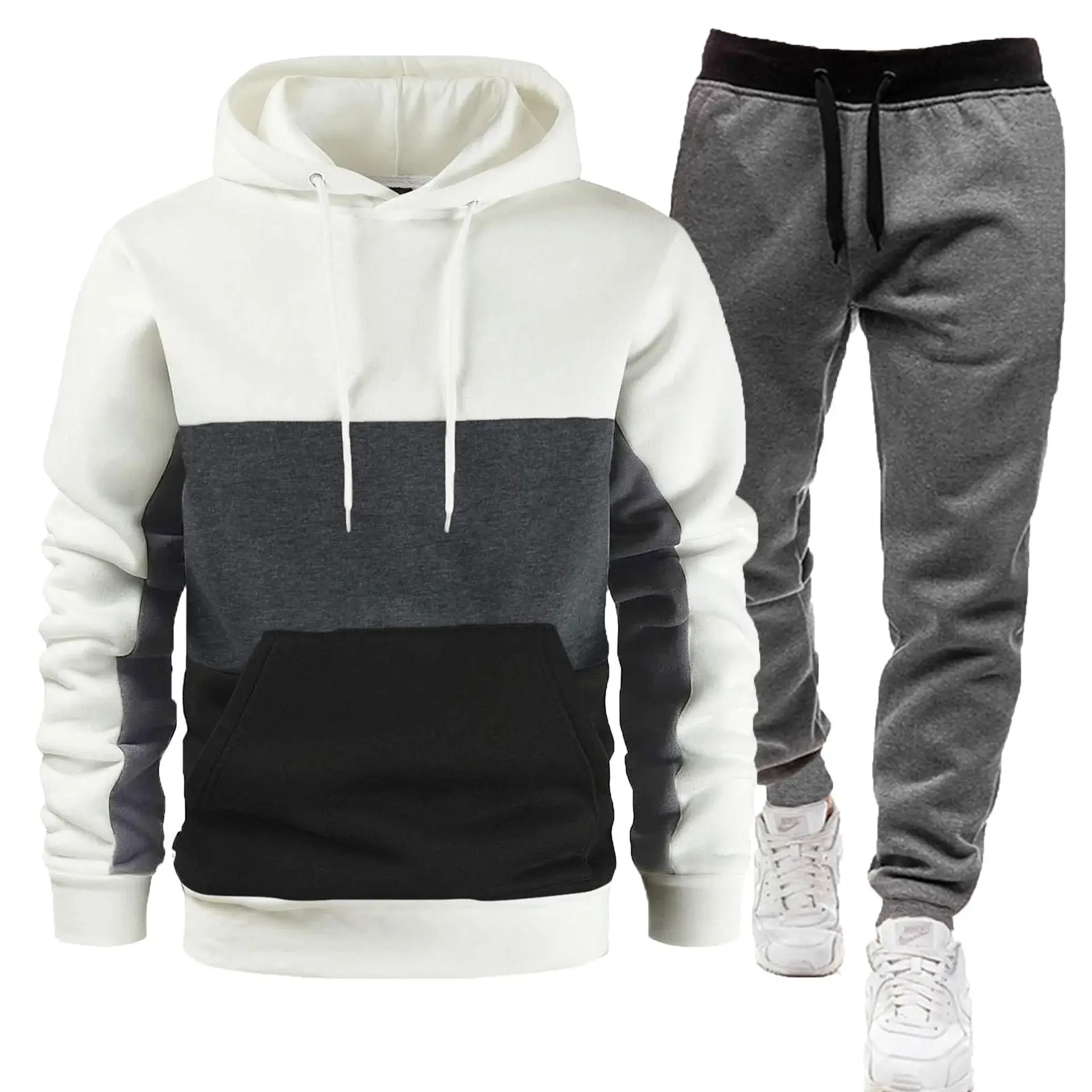 Men's 2-Piece Sweatshirt Set Beige Black Yellow Grey Pants — feature 14