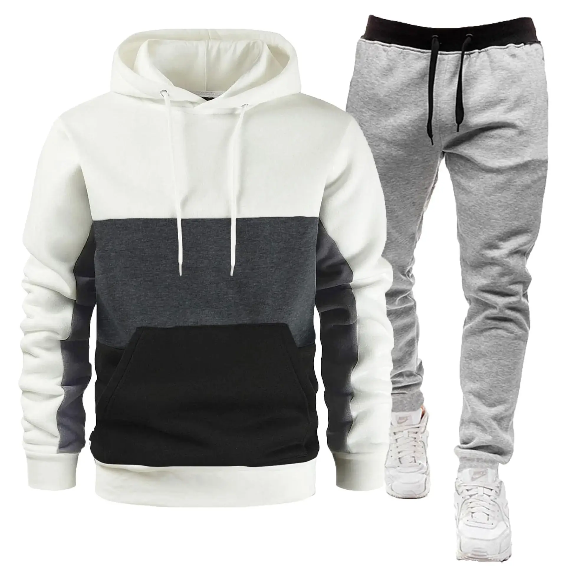 Men's 2-Piece Sweatshirt Set Beige Black Yellow Grey Pants — feature 3