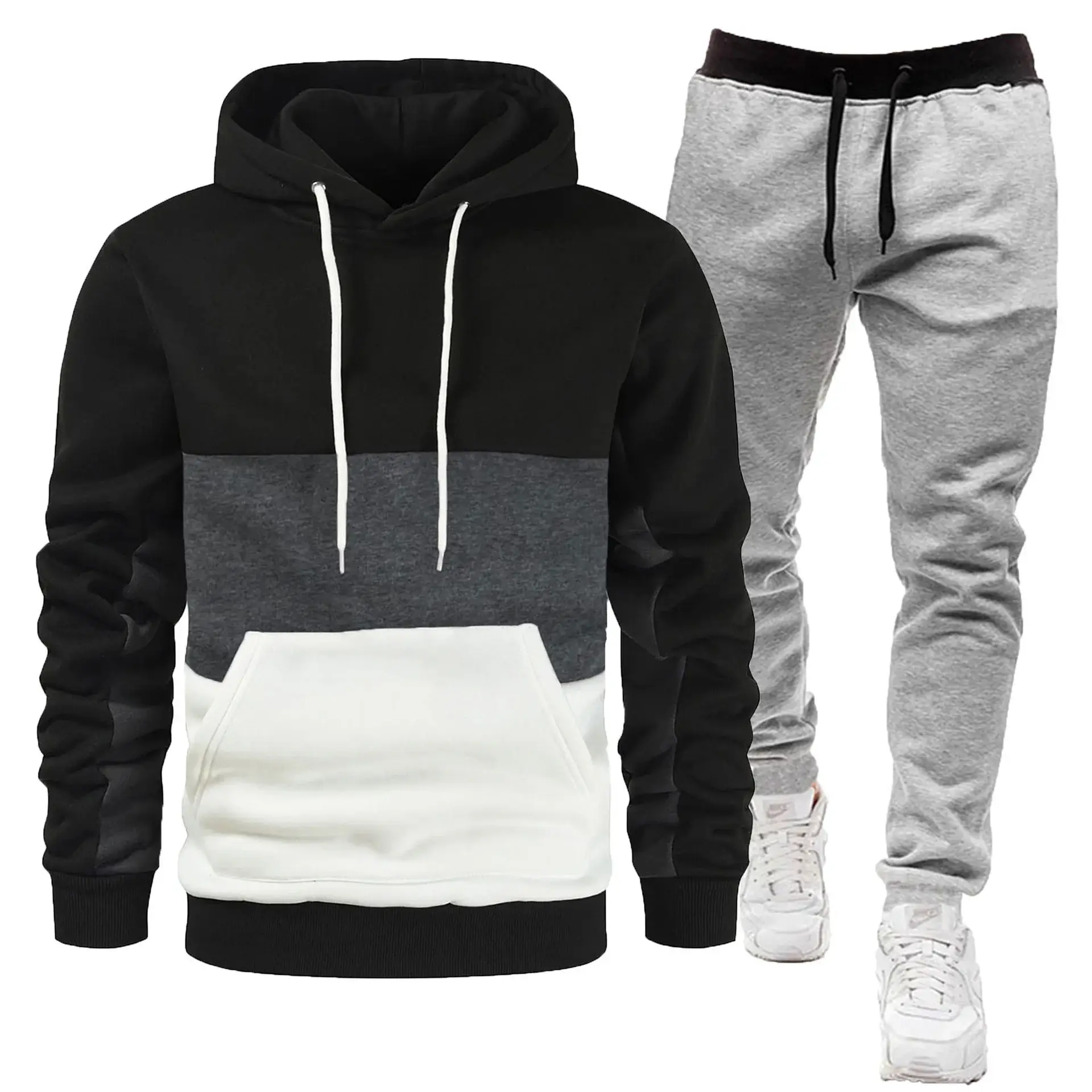 Men's 2-Piece Sweatshirt Set Beige Black Yellow Grey Pants — feature 6