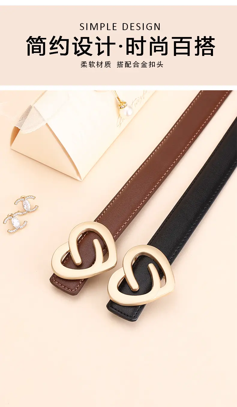 Women's Heart-Shaped Leather Belt Set of 5 — feature 2