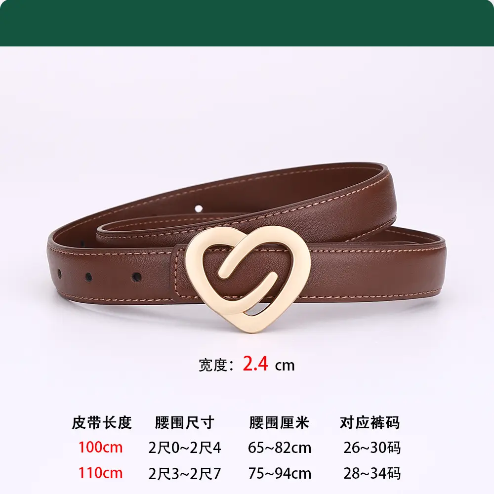 Women's Heart-Shaped Leather Belt Set of 5 - Image 2