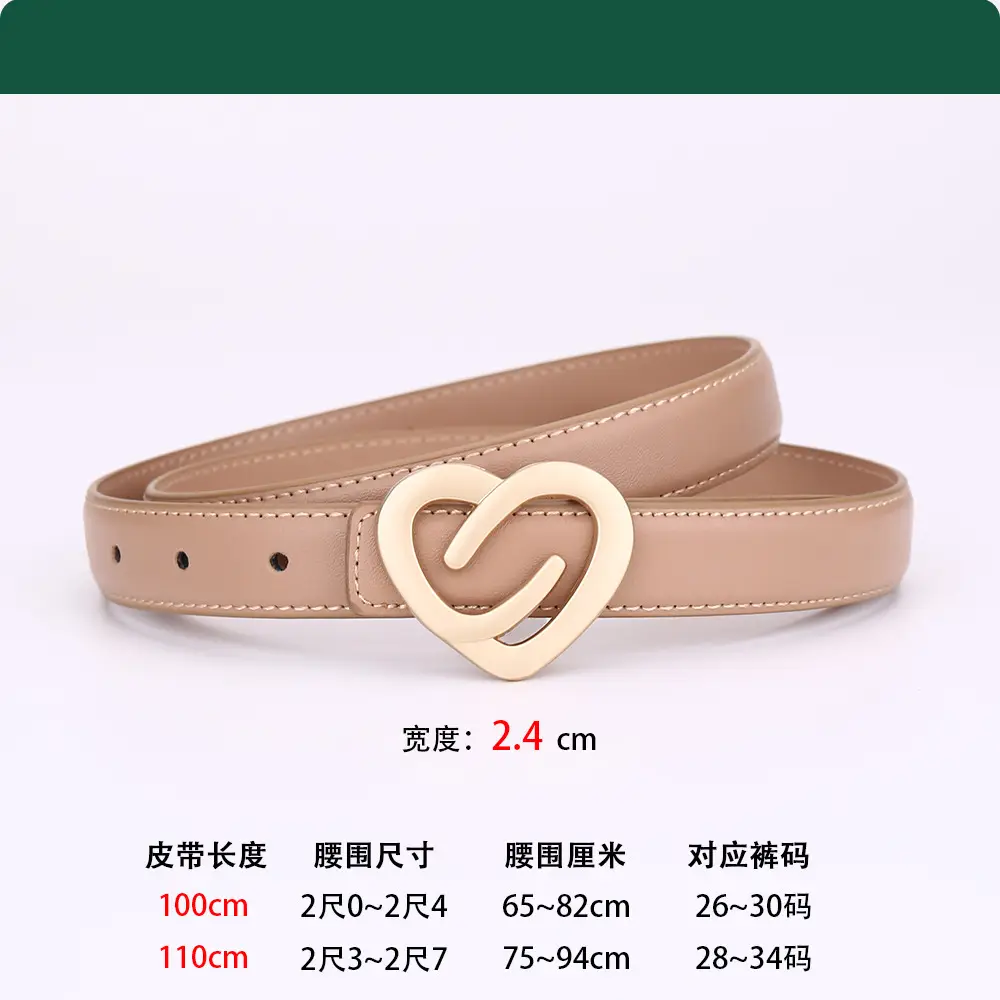 Women's Heart-Shaped Leather Belt Set of 5 - Image 4