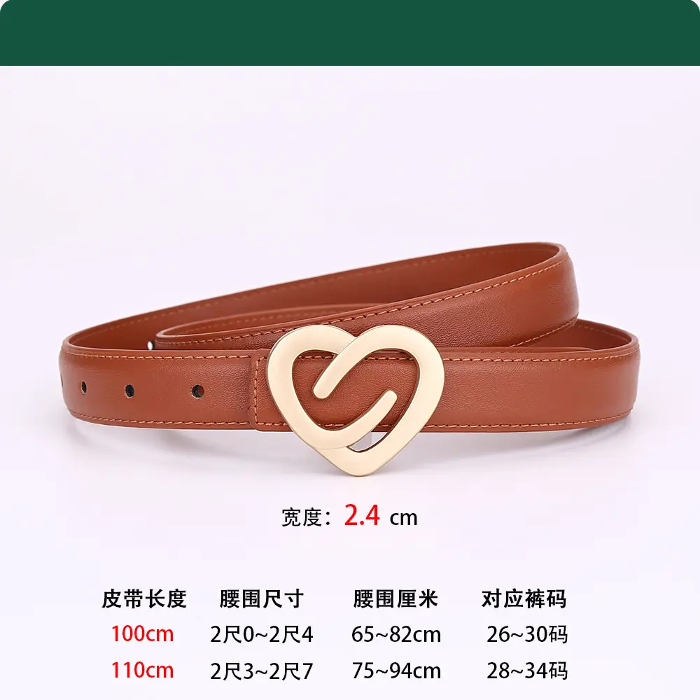 Women's Heart-Shaped Leather Belt Set of 5 - Image 5