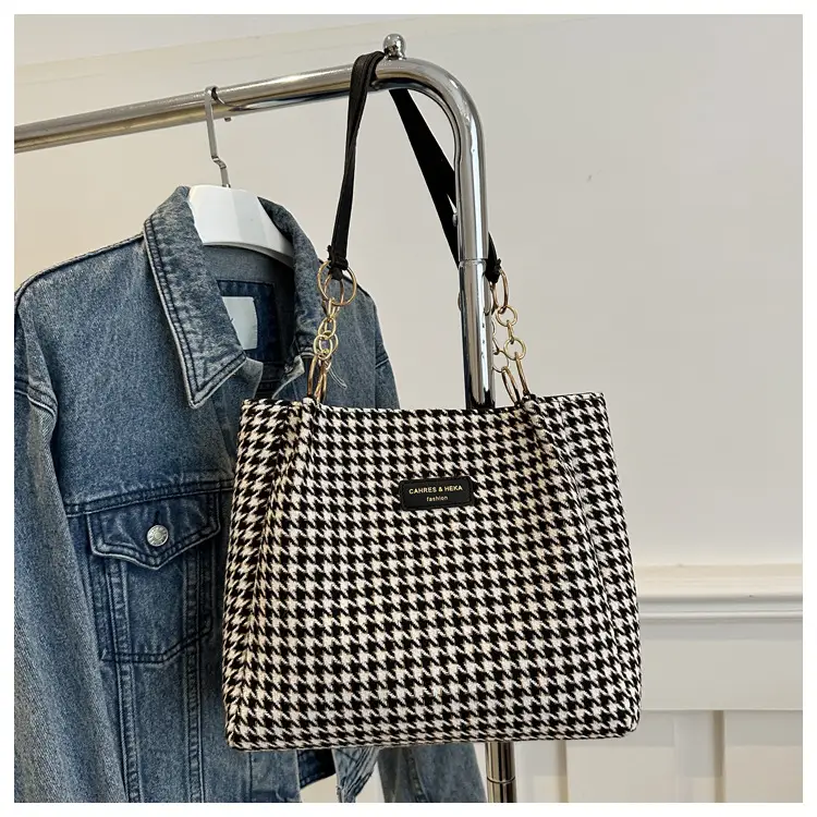 Large Capacity Houndstooth Chain Tote Bag — feature 22