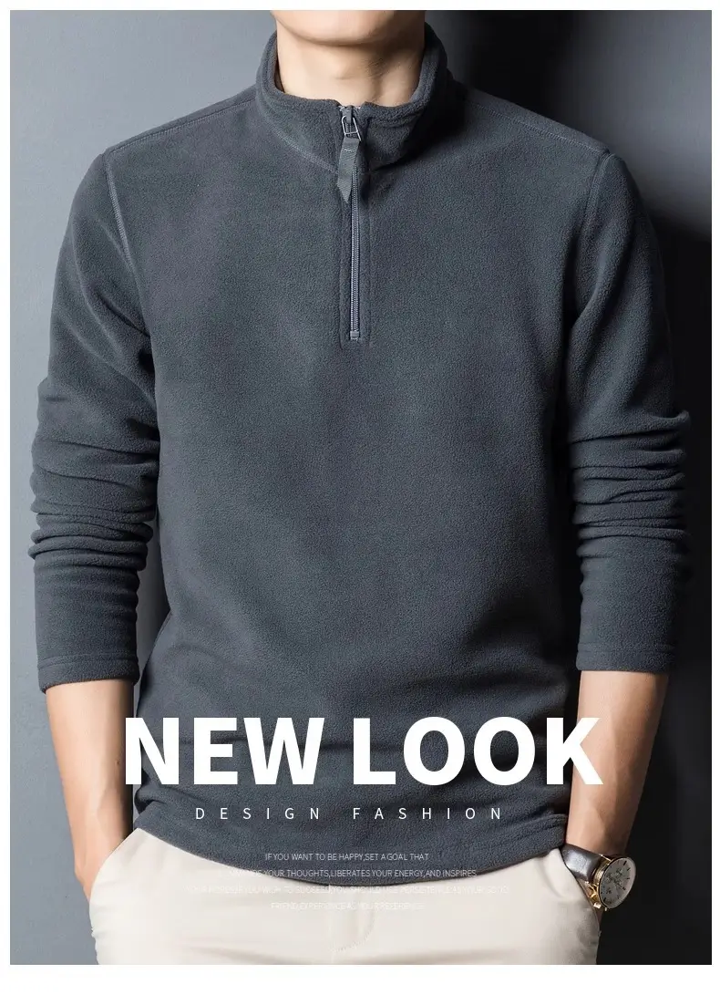 Men's Maroon Zipper T-Shirt with Collar — feature 1
