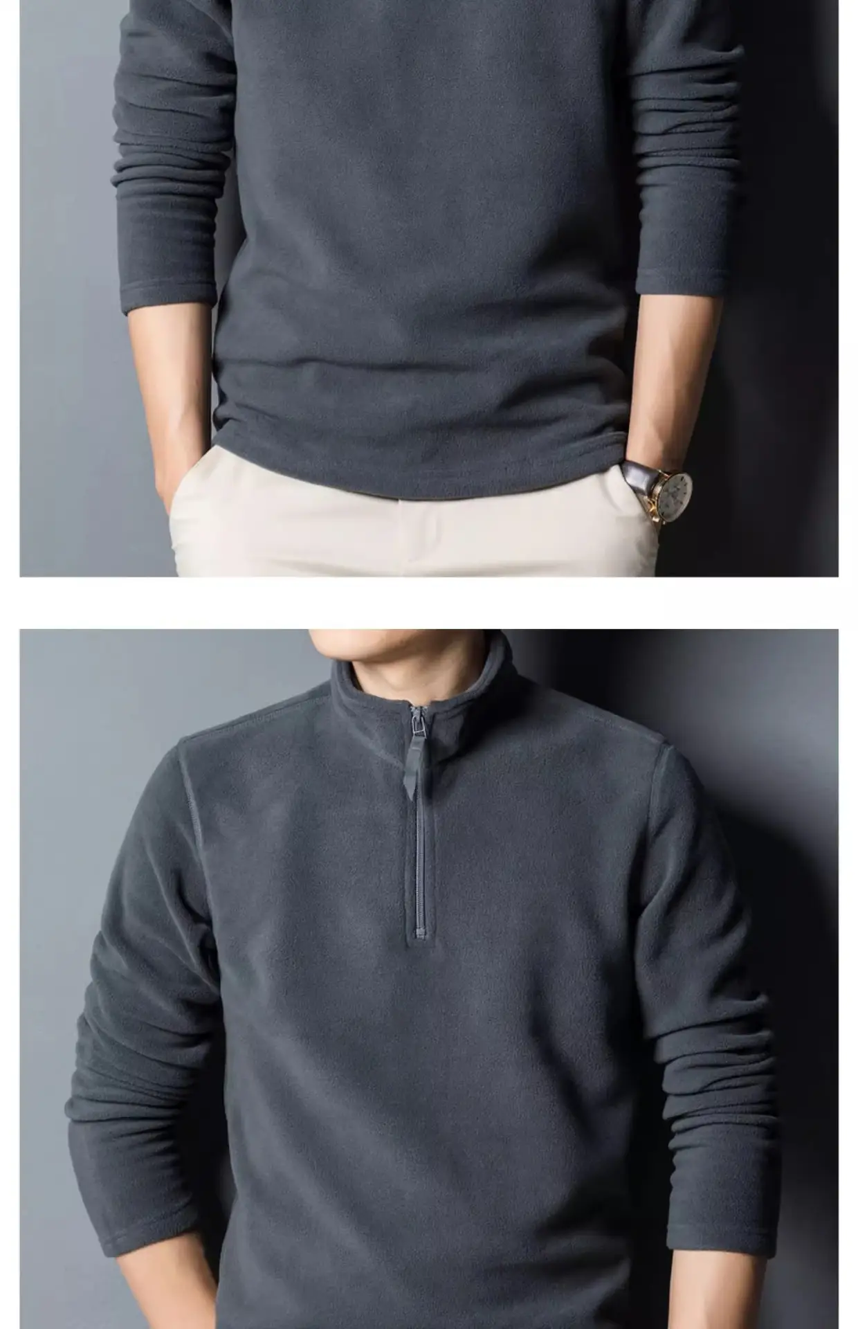 Men's Maroon Zipper T-Shirt with Collar — feature 6