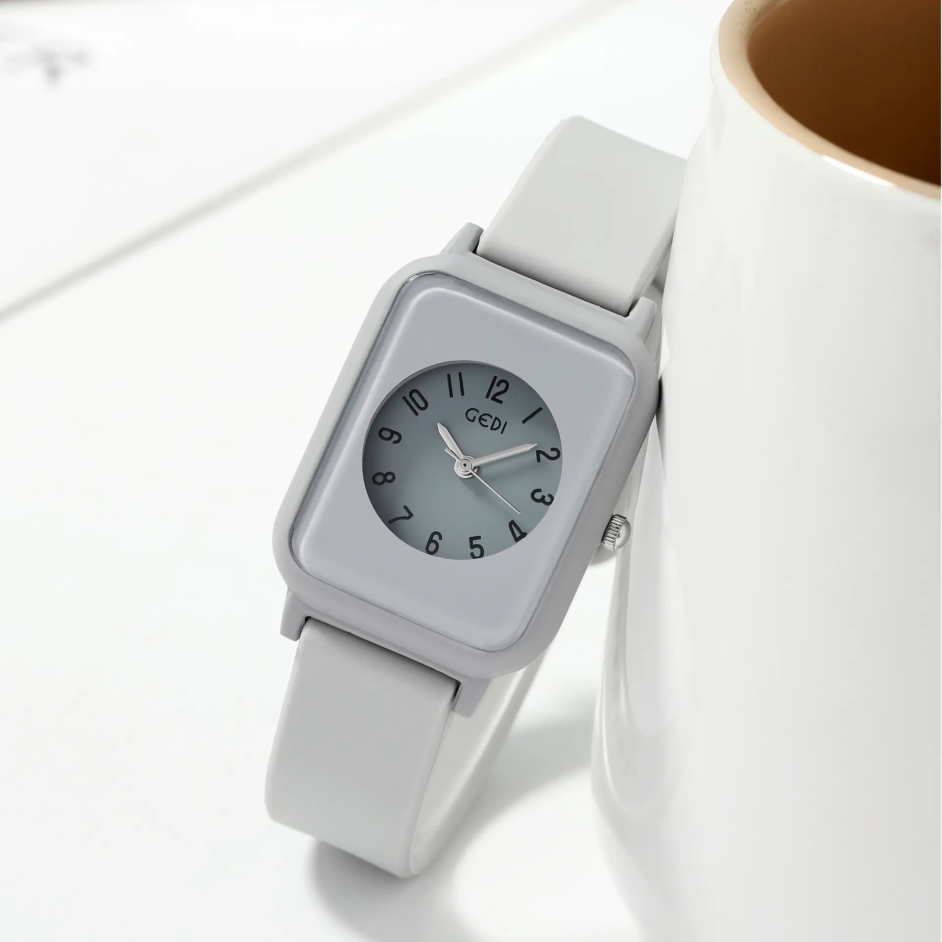 White Silicone Digital Scale Watch for Students - Image 9