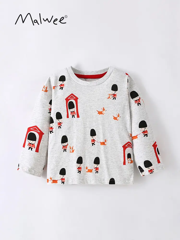 Malwee Boys Printed T-Shirt Grey Winter Casual - Image 2