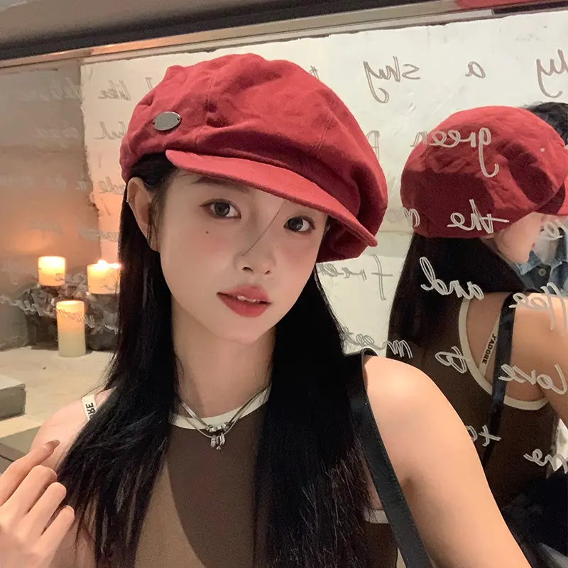 Women Japanese Style Red Cloud Cap Big Head Circumference