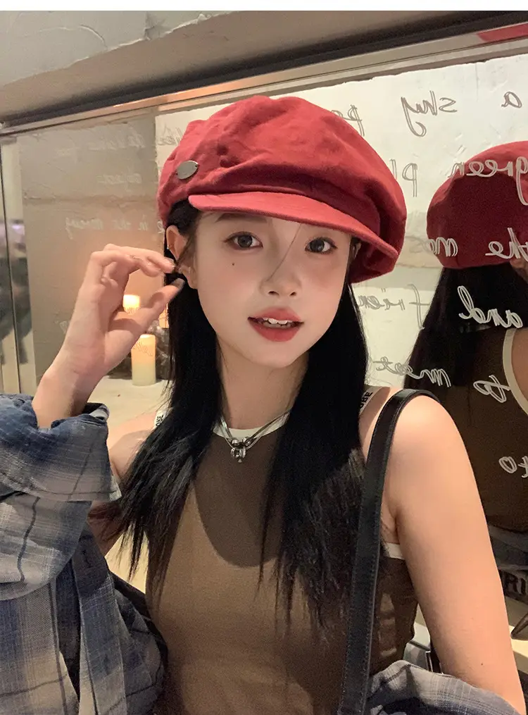 Women Japanese Style Red Cloud Cap Big Head Circumference — feature 1