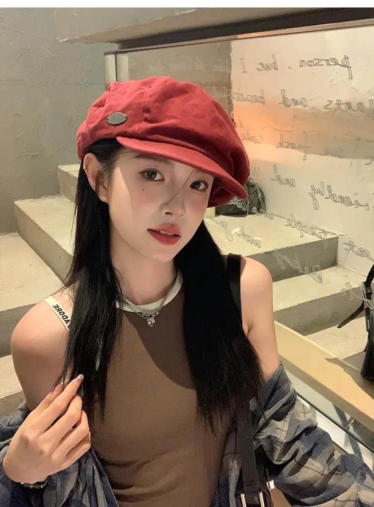 Women Japanese Style Red Cloud Cap Big Head Circumference — feature 2