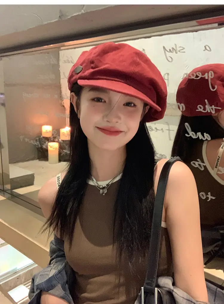 Women Japanese Style Red Cloud Cap Big Head Circumference — feature 5