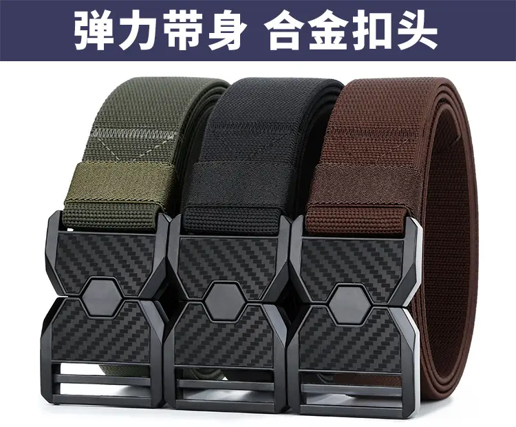 Men's Distinctive Belt Youth Summer Camp Military Training Belt Alloy Canvas Trousers Outdoor Casual Loosen Belt — feature 5