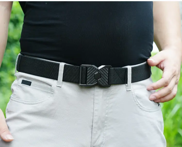 Men's Distinctive Belt Youth Summer Camp Military Training Belt Alloy Canvas Trousers Outdoor Casual Loosen Belt — feature 8