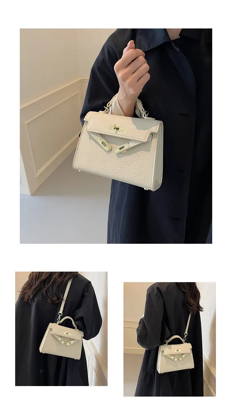 Platinum Litchi Pattern Shoulder Bag 2024 — feature 10