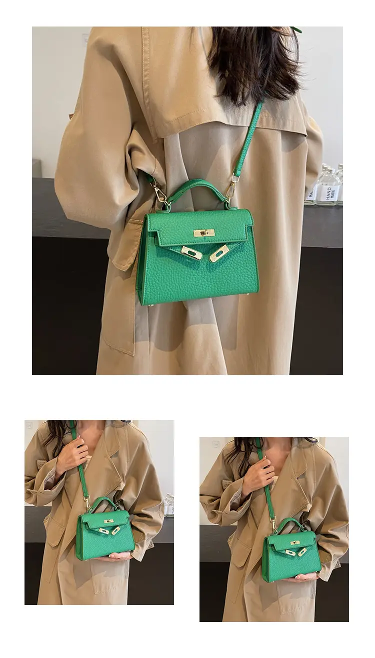 Platinum Litchi Pattern Shoulder Bag 2024 — feature 11