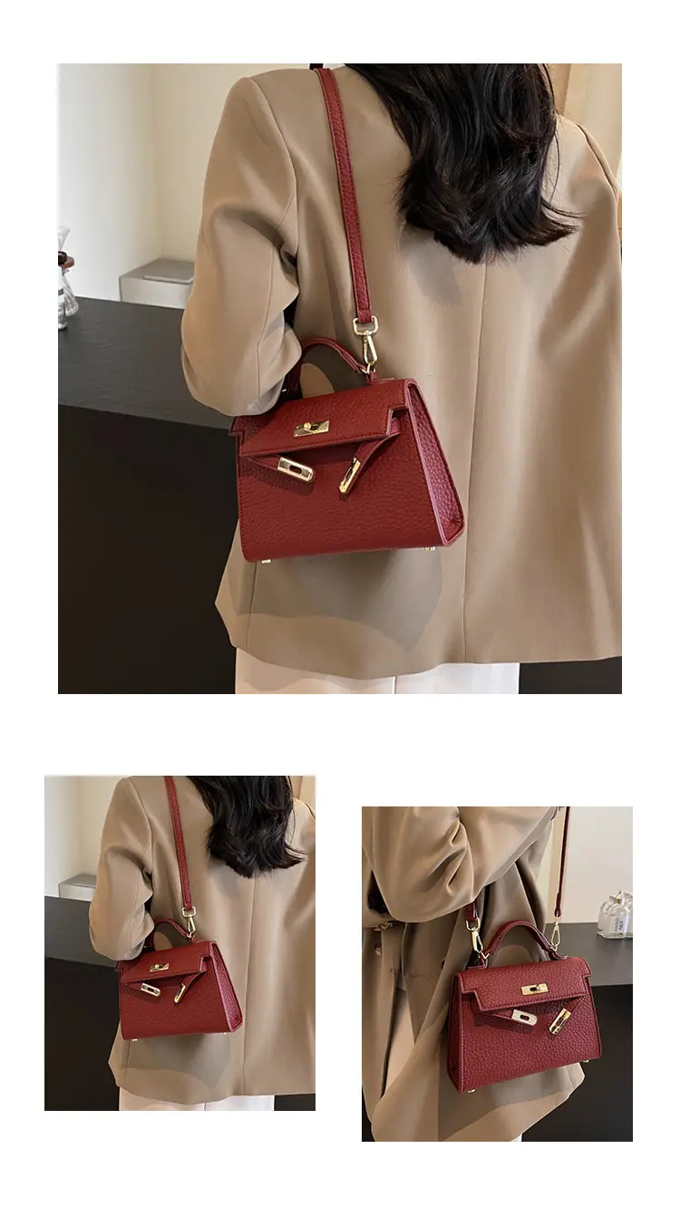 Platinum Litchi Pattern Shoulder Bag 2024 — feature 13
