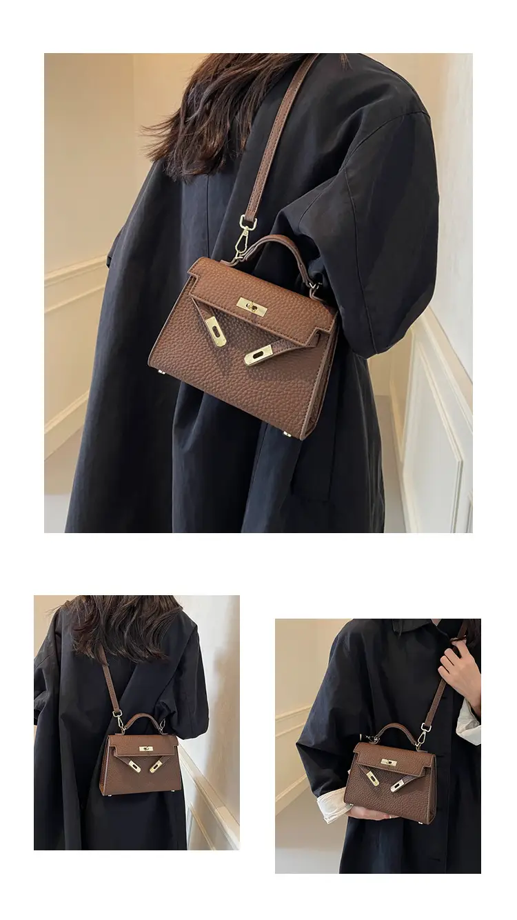 Platinum Litchi Pattern Shoulder Bag 2024 — feature 14