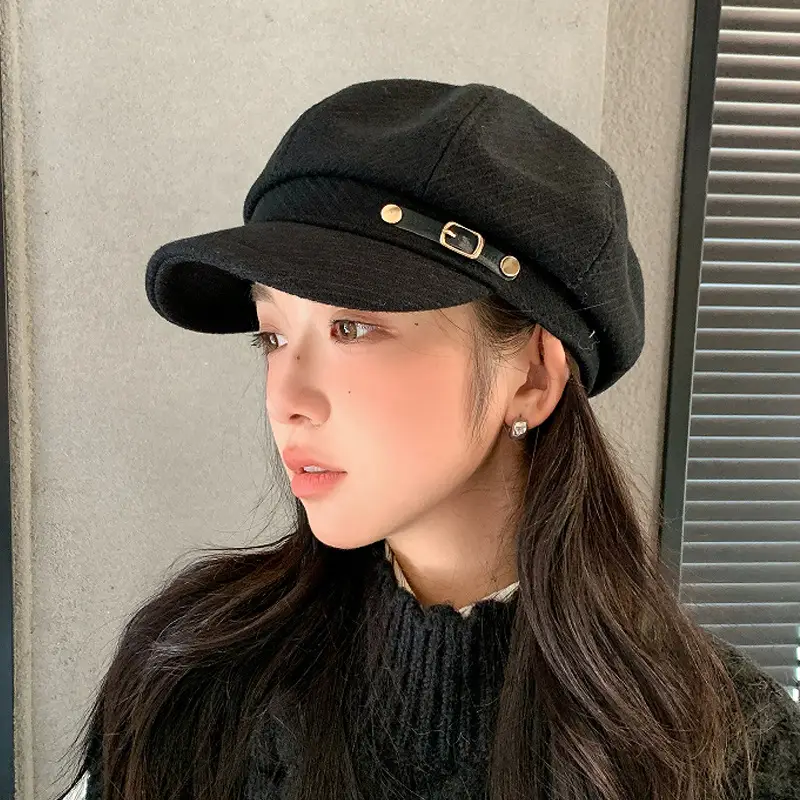 Women's Brown Net Cap Sunshade Autumn Winter - Image 6