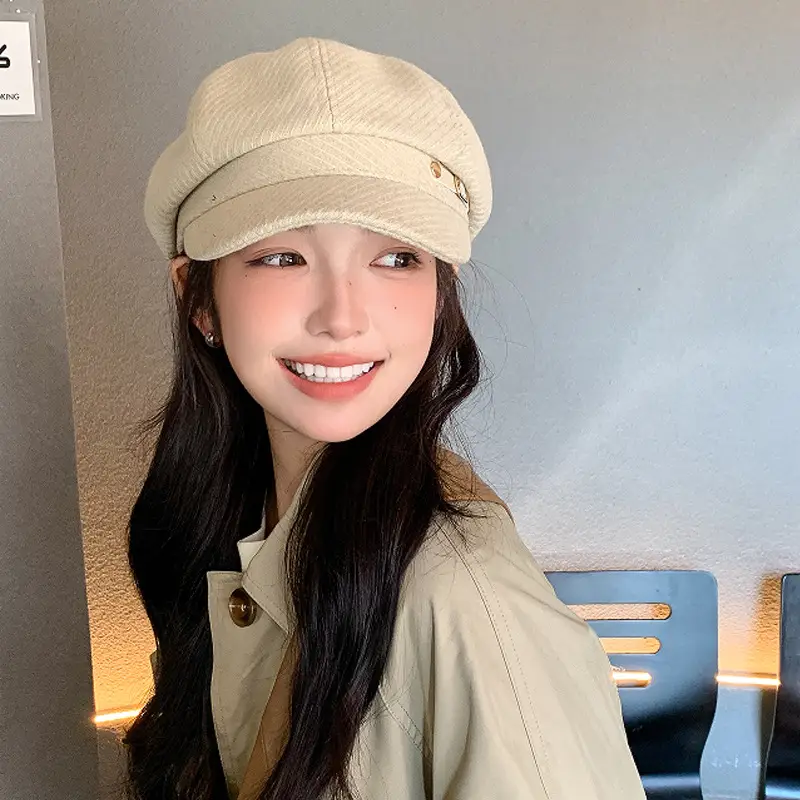 Women's Brown Net Cap Sunshade Autumn Winter - Image 7