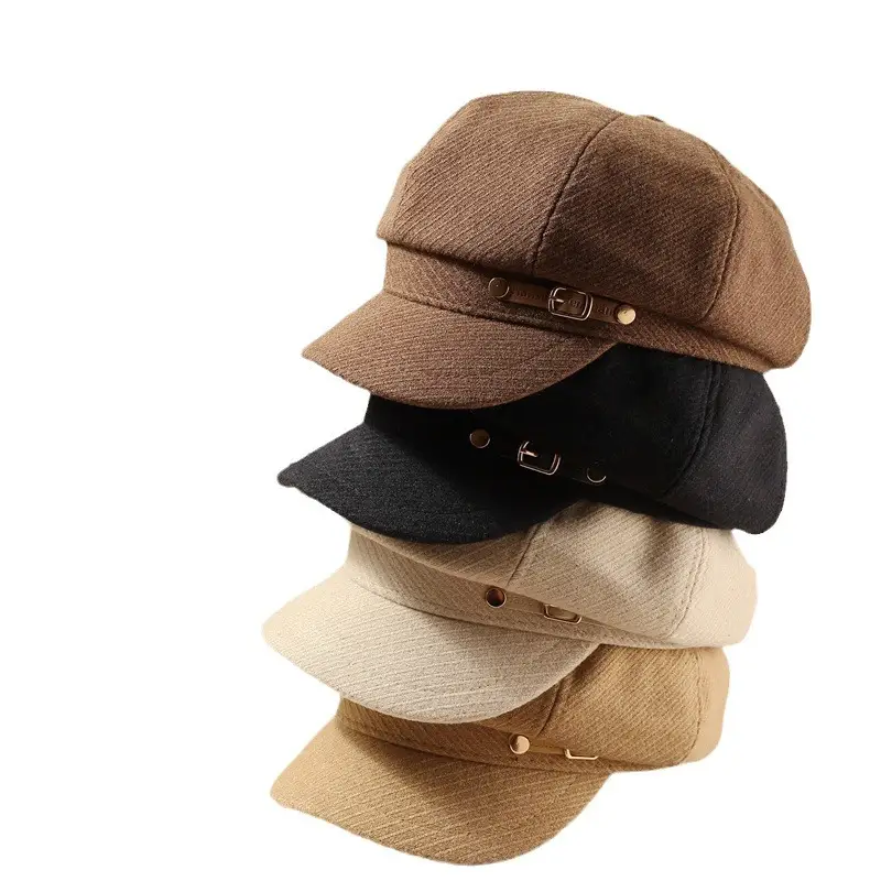 Women's Brown Net Cap Sunshade Autumn Winter - Image 9