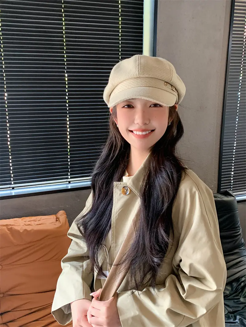 Women's Brown Net Cap Sunshade Autumn Winter — feature 10