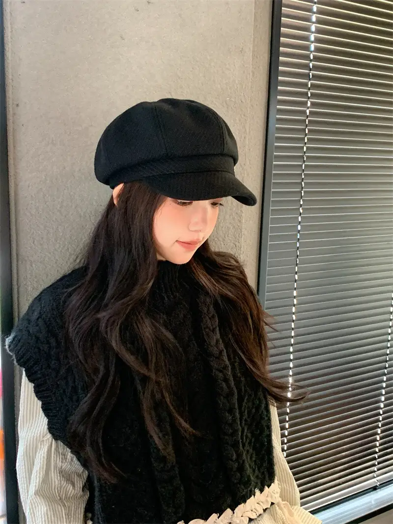 Women's Brown Net Cap Sunshade Autumn Winter — feature 7
