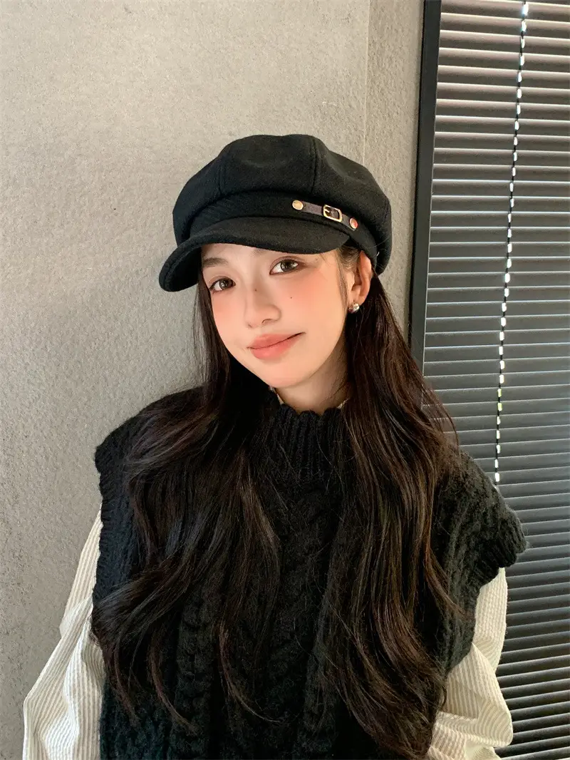 Women's Brown Net Cap Sunshade Autumn Winter — feature 8