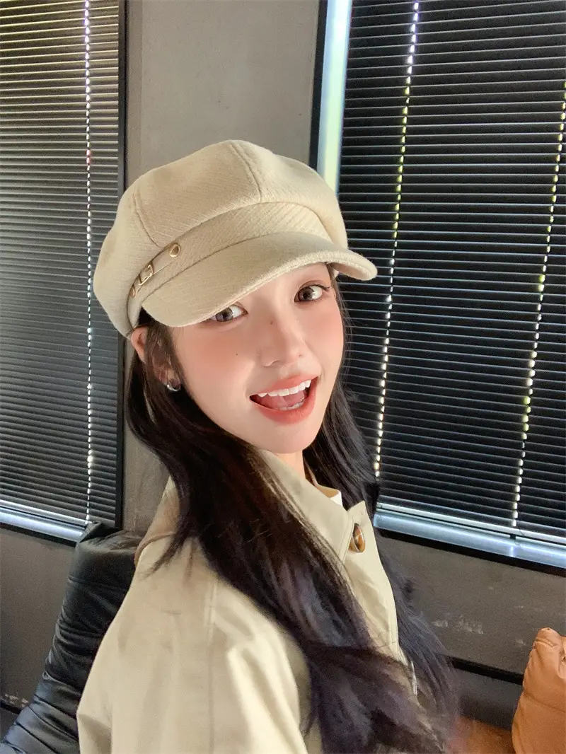 Women's Brown Net Cap Sunshade Autumn Winter — feature 9