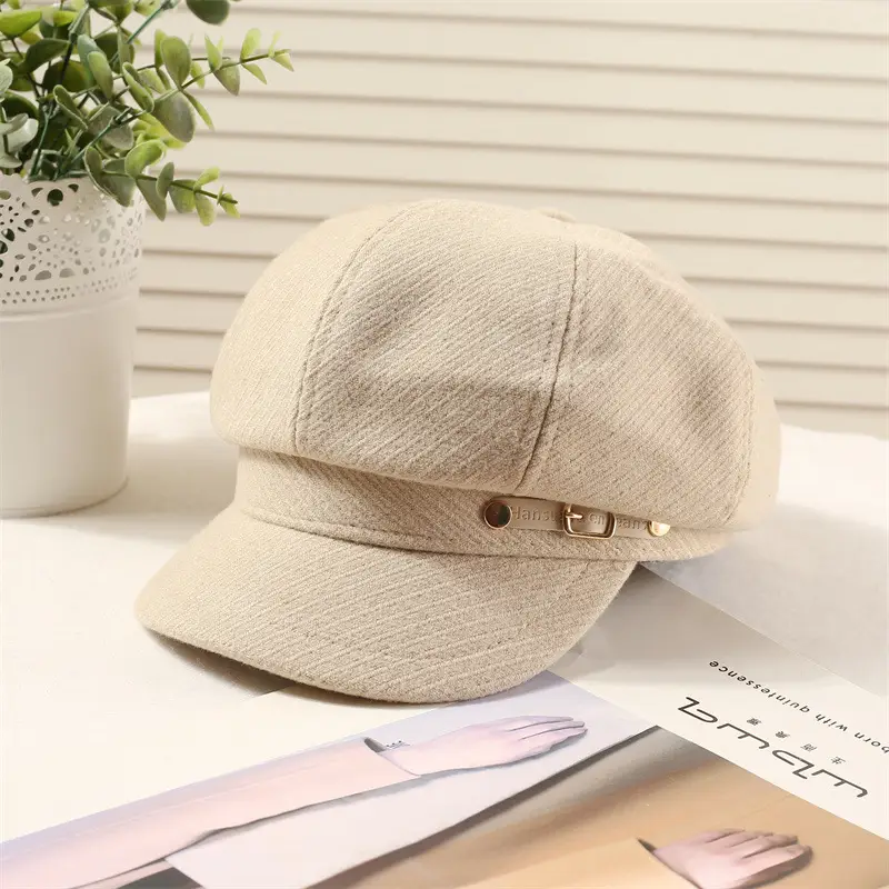 Women's Brown Net Cap Sunshade Autumn Winter - Image 3