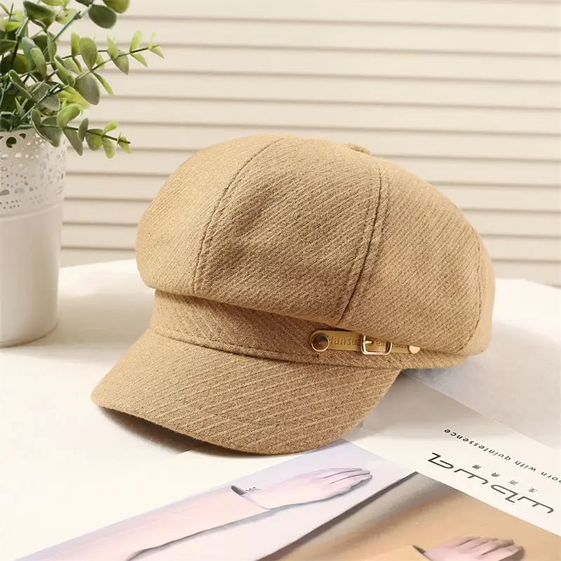 Women's Brown Net Cap Sunshade Autumn Winter - Image 4