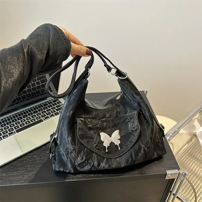 Korean Style Shoulder Crossbody Bag White Butterfly Design - Image 6