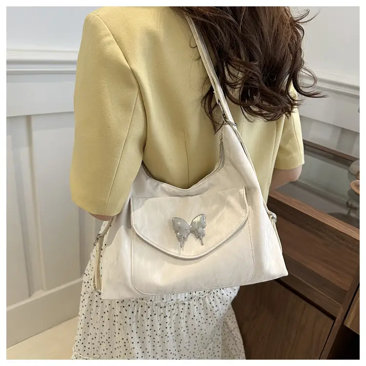 Korean Style Shoulder Crossbody Bag White Butterfly Design — feature 16