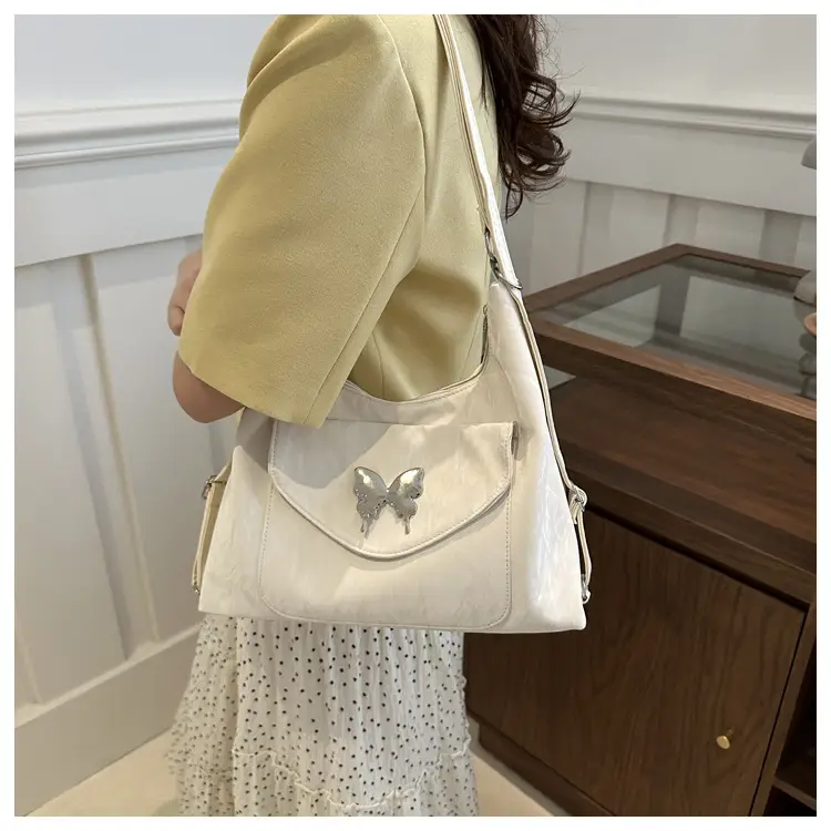 Korean Style Shoulder Crossbody Bag White Butterfly Design — feature 17