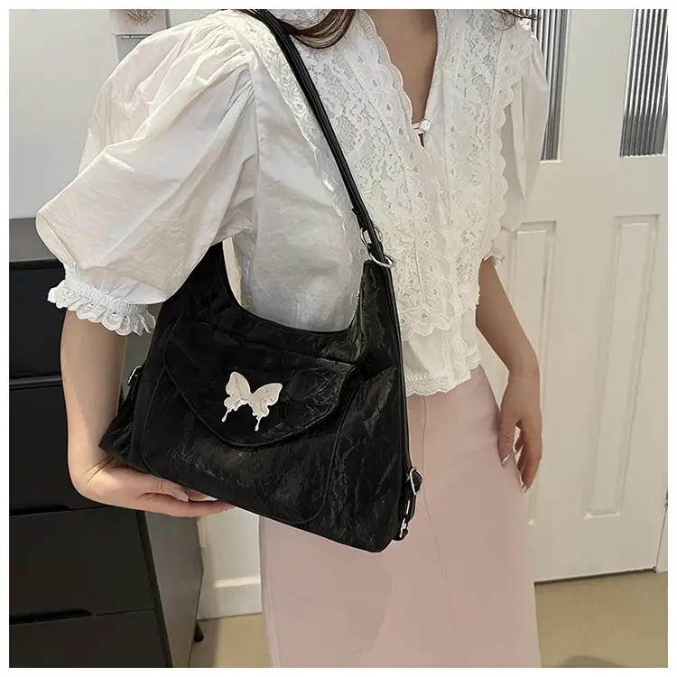 Korean Style Shoulder Crossbody Bag White Butterfly Design — feature 23