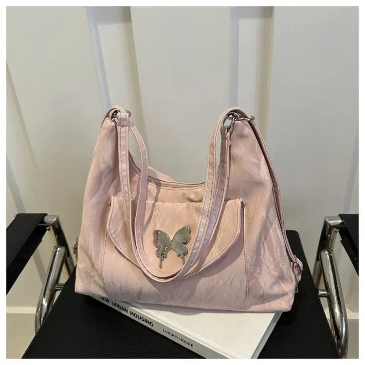 Korean Style Shoulder Crossbody Bag White Butterfly Design - Image 2