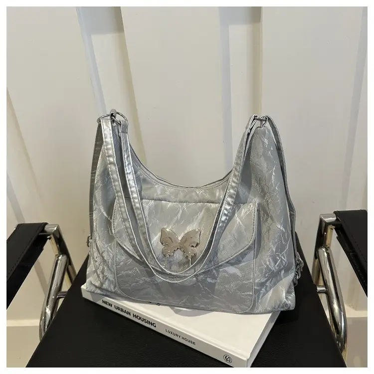 Korean Style Shoulder Crossbody Bag White Butterfly Design - Image 3