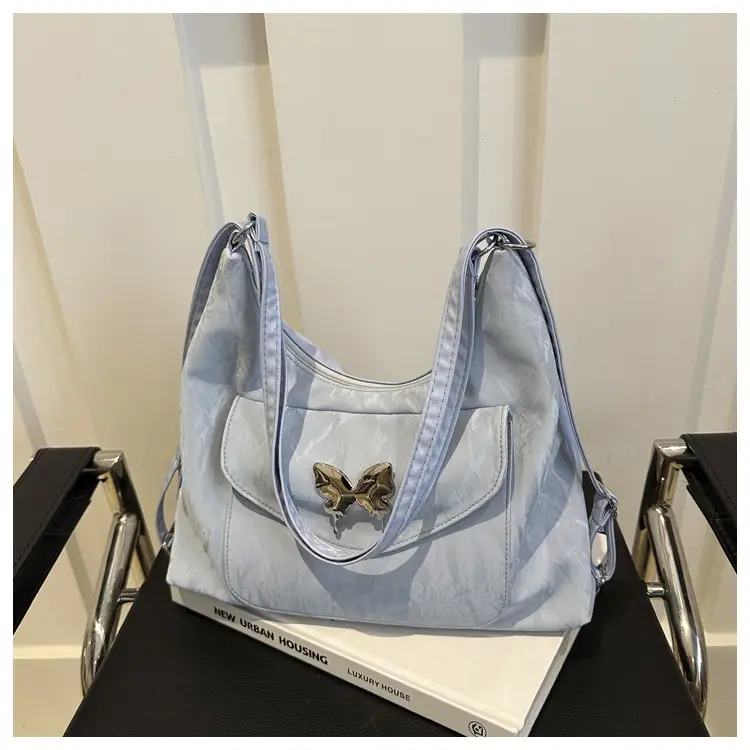 Korean Style Shoulder Crossbody Bag White Butterfly Design - Image 4