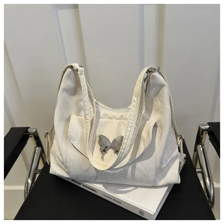 Korean Style Shoulder Crossbody Bag White Butterfly Design - Image 5