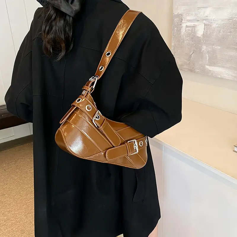 Retro Korean Style Shoulder Bag Brown 2024 - Image 4