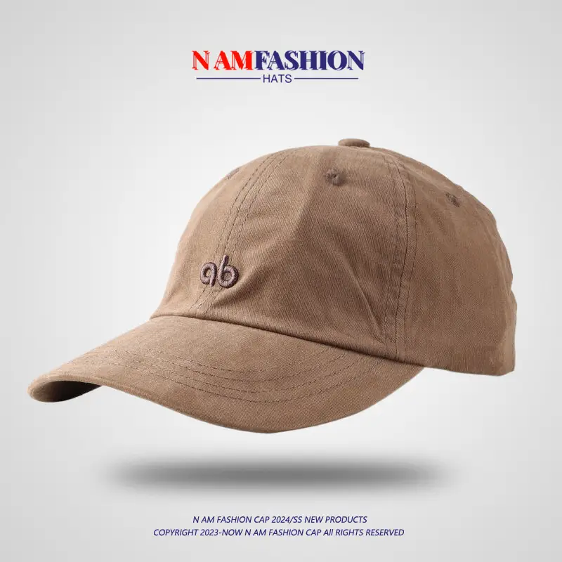 Brown Korean Embroidered Baseball Cap for Men Women - Image 5