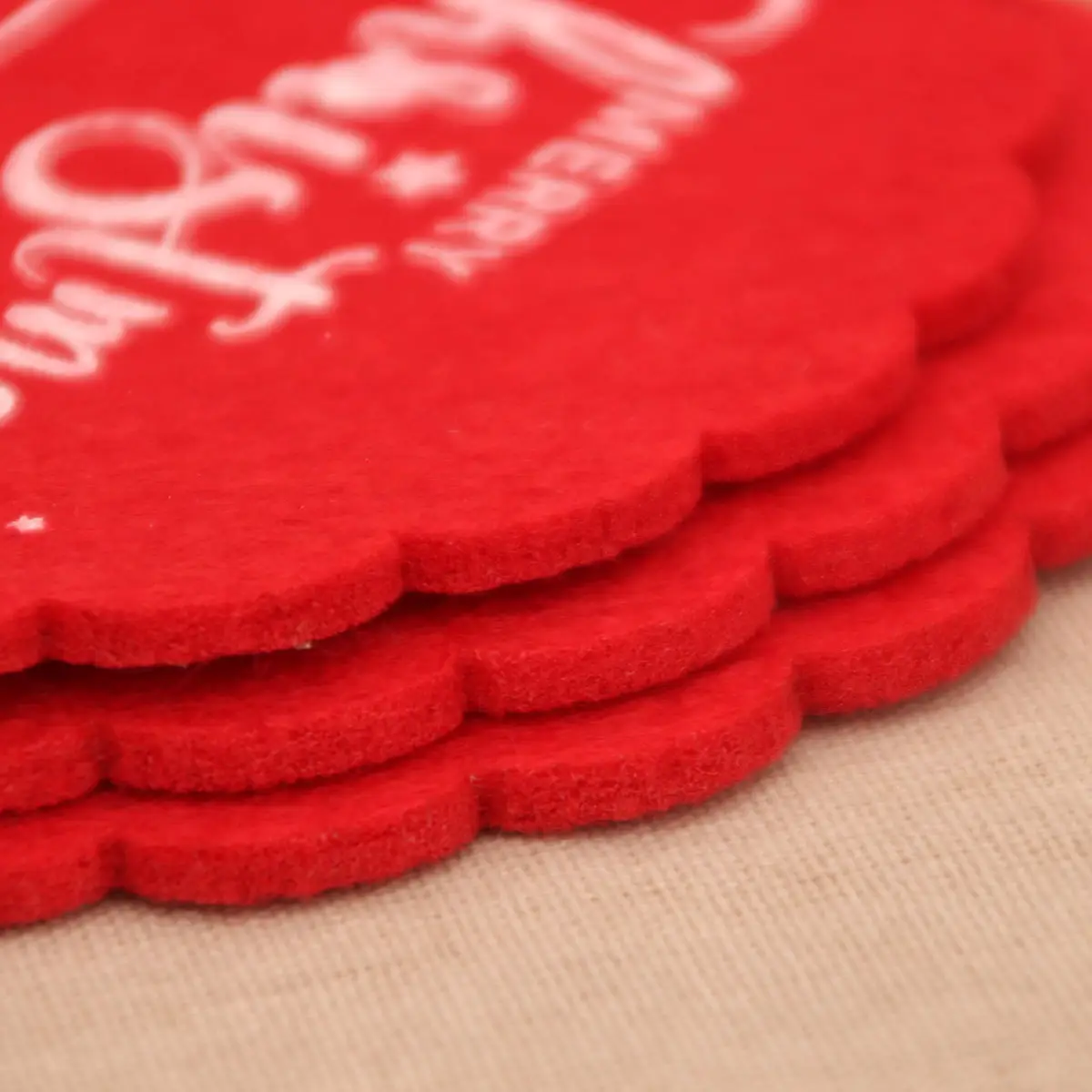 Christmas Wine Cup Mats Red Grey Cotton Felt Decor — feature 10